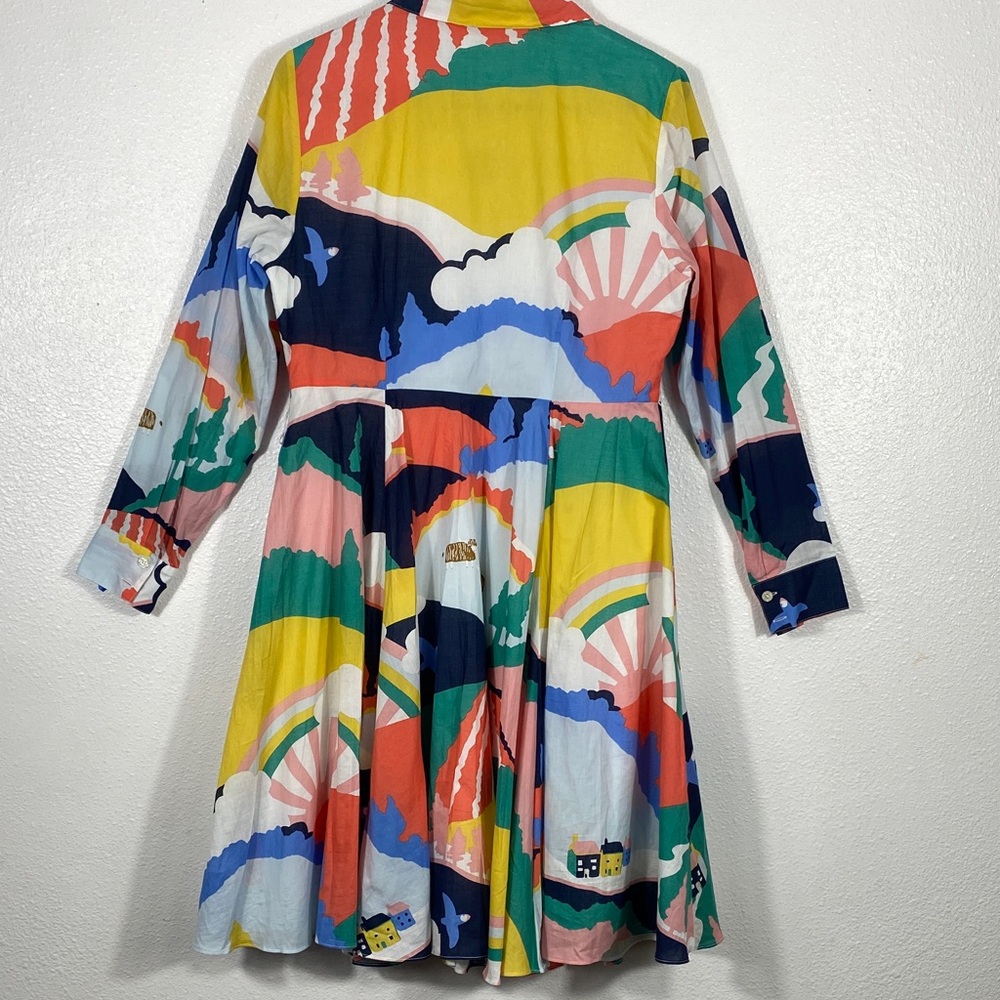 Boden Multicolor Abstract Long Sleeve Dress Size 8P 100% Cotton - Picture 6 of 16
